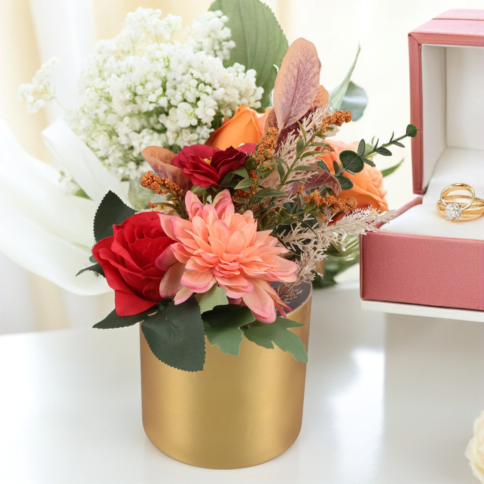 Bouquet Holder Foam - Caixa Floral Redonda Elegante, Suporte Compacto